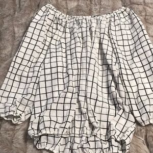 Off shoulder black and white top